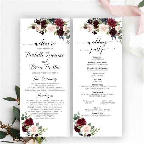wedding program templates printable|Best Wedding Program Templates & How to Make a .